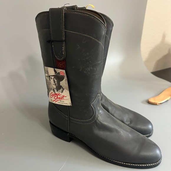 Tony Lama Shoes - Tony Lama George Strait Collection Grey Leather Roper Western Boots Womens‎ 6.5B